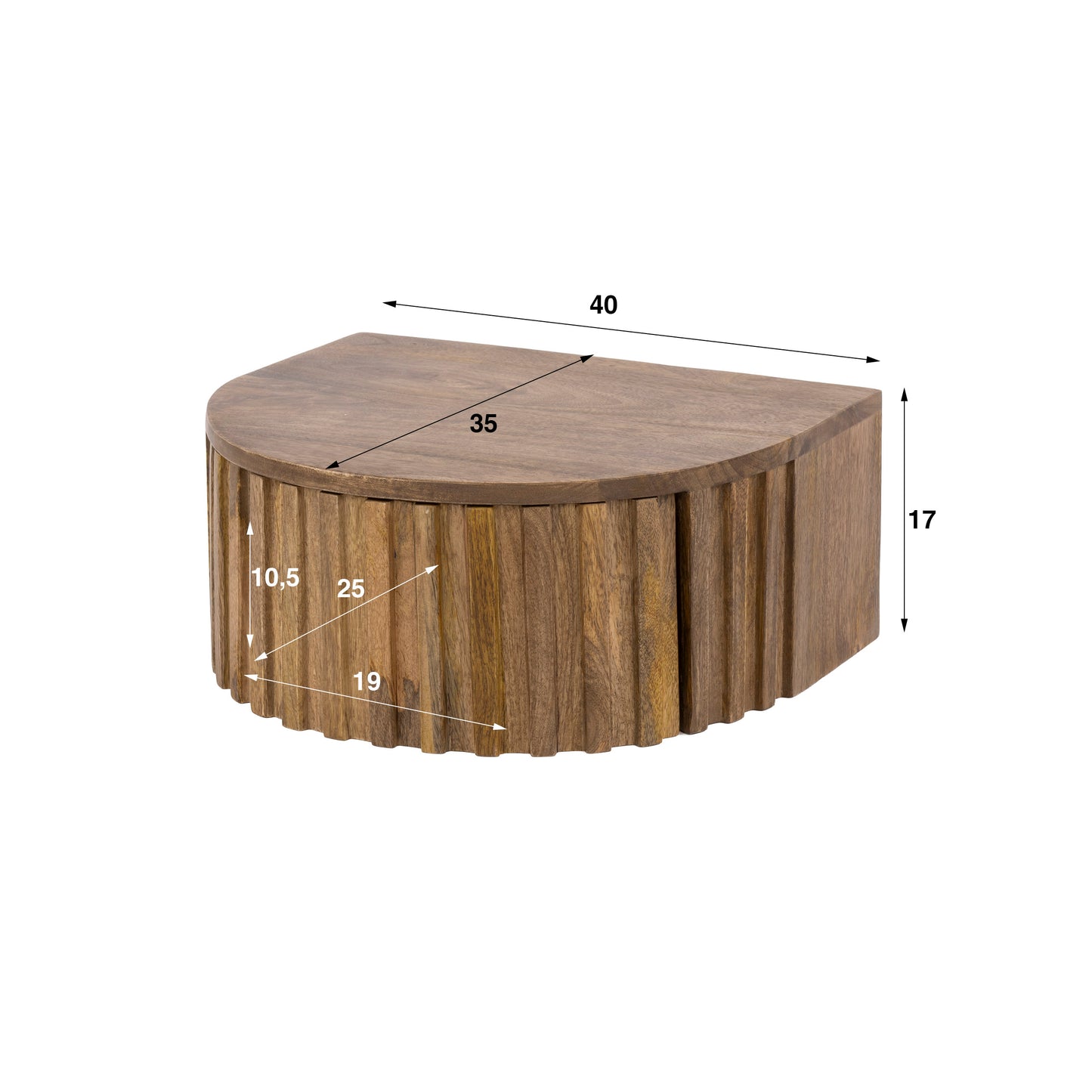 Nachttisch – 40×35×17 cm – Massiv Mango sand | Modell N0003