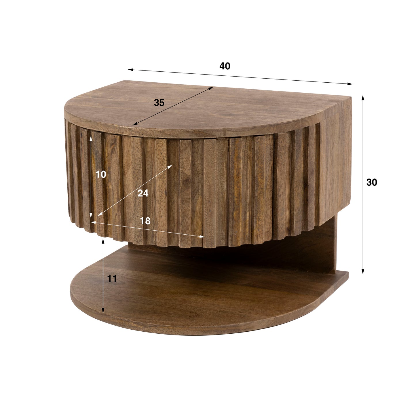 Nachttisch – 40×35×30 cm – Massiv Mango sand | Modell N0004