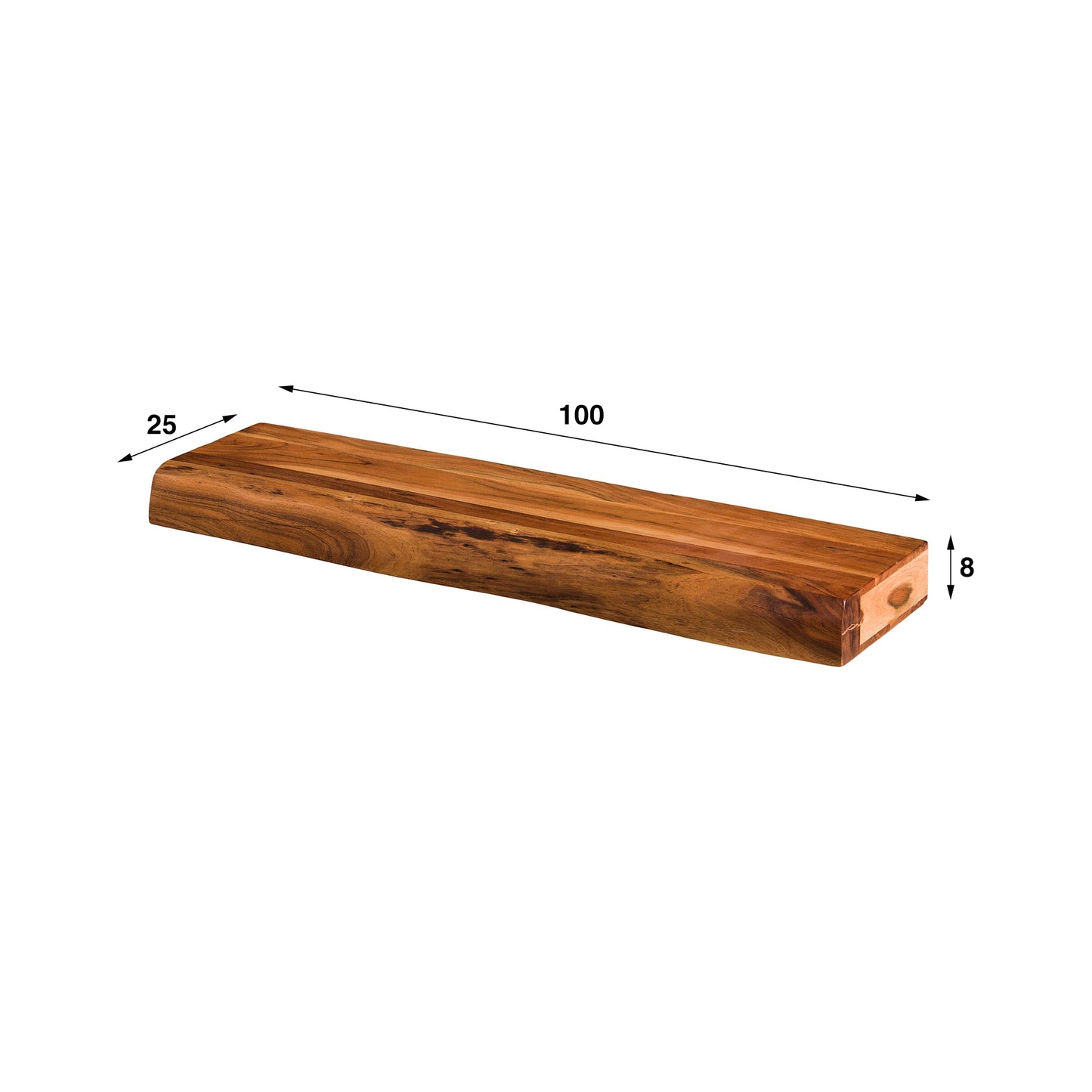 Wandregal – 100×25×8 cm – Massiv Akazie | Modell N0019