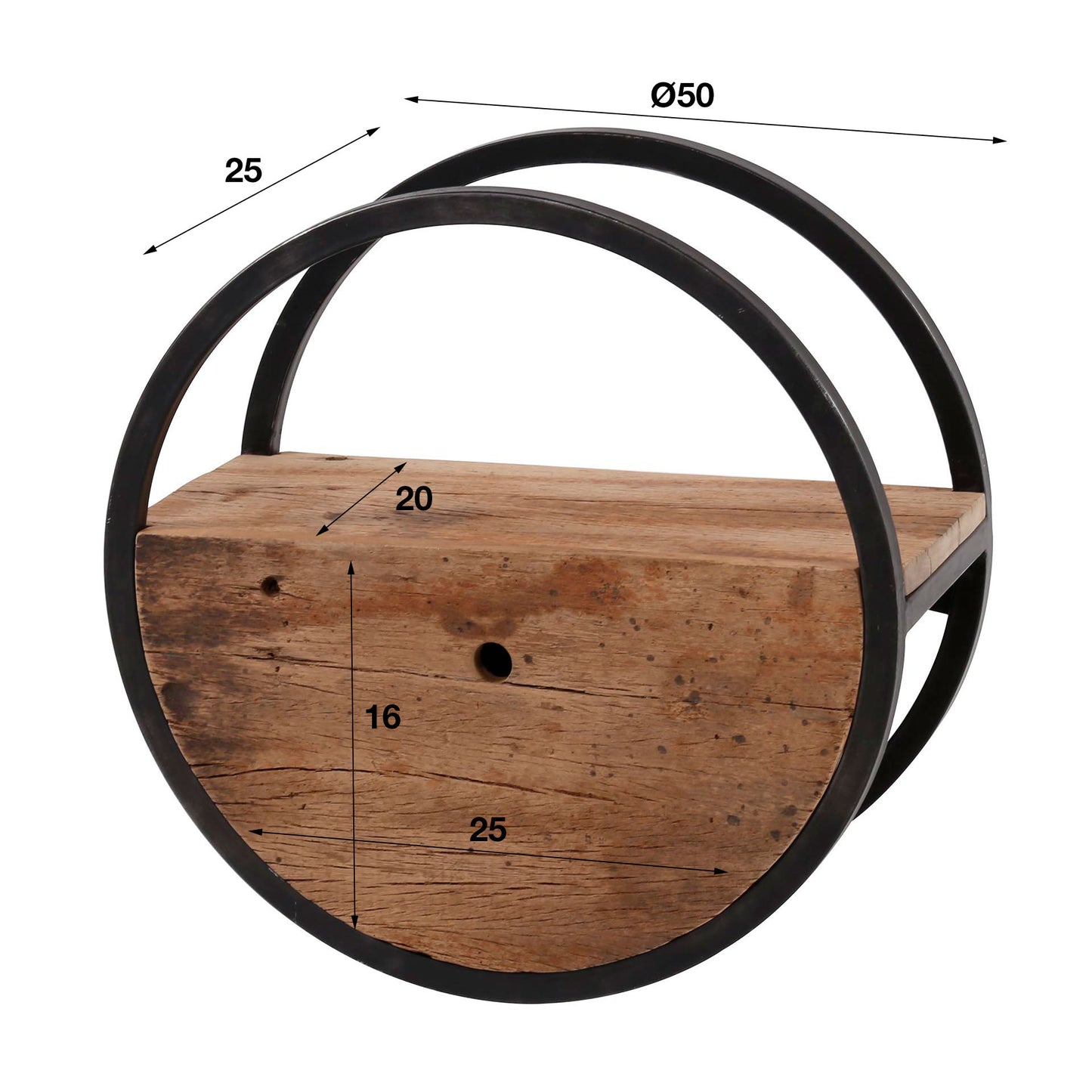 Wandregal – 50×25×50 cm – Robustes Hartholz | Modell N0024