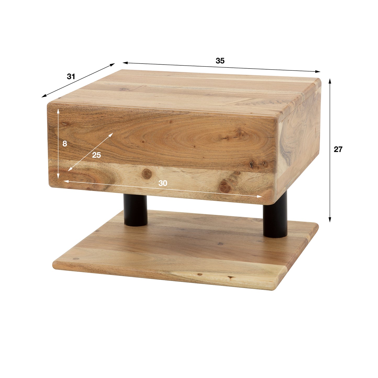 Nachttisch – 35×31×27 cm – Massiv Akazie | Modell N0030