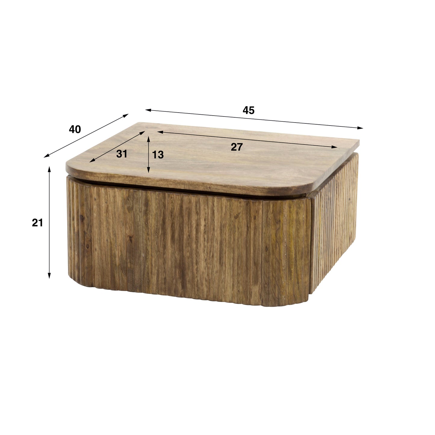 Nachttisch – 45×40×21 cm – Massiv Mango sand | Modell N0033