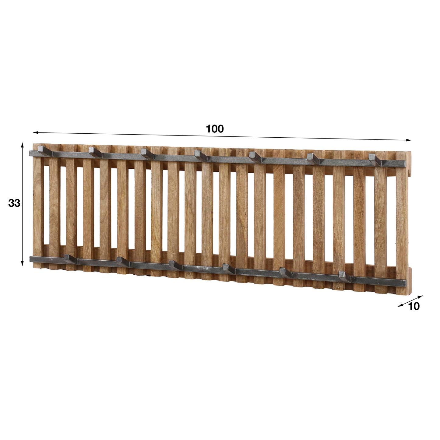 Garderobe – 6 haken – 100×10×33 cm – Massiv Mango sand | Modell N0058