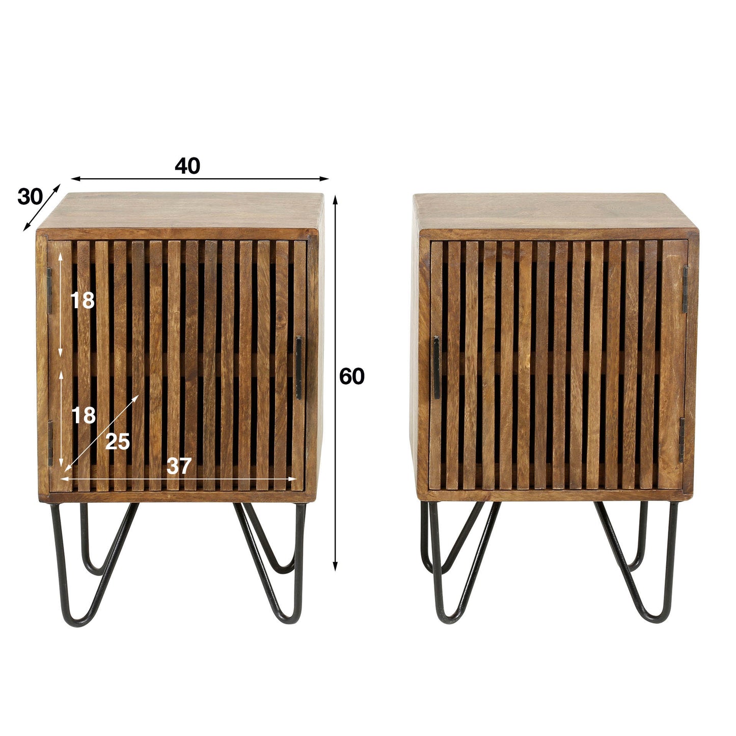 Nachttisch – 40×30×60 cm – Massiv Mango sand | Modell N0063