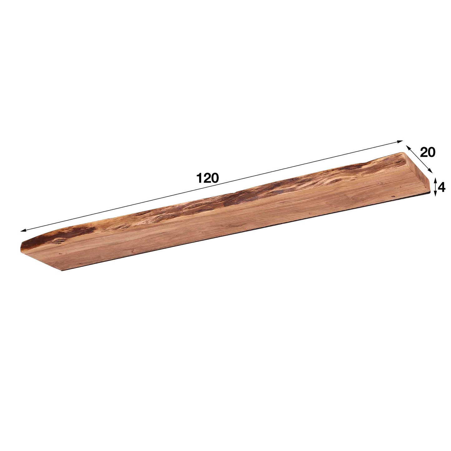 Wandregal – 120×20×4 cm – Massiv Akazie | Modell N0073