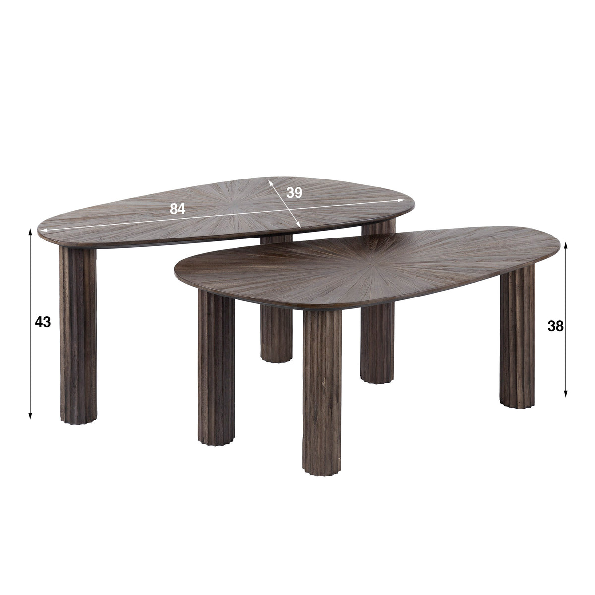 Couchtisch – organisch – 84×39×43 cm – Massiv Teak Espresso | Modell N0106