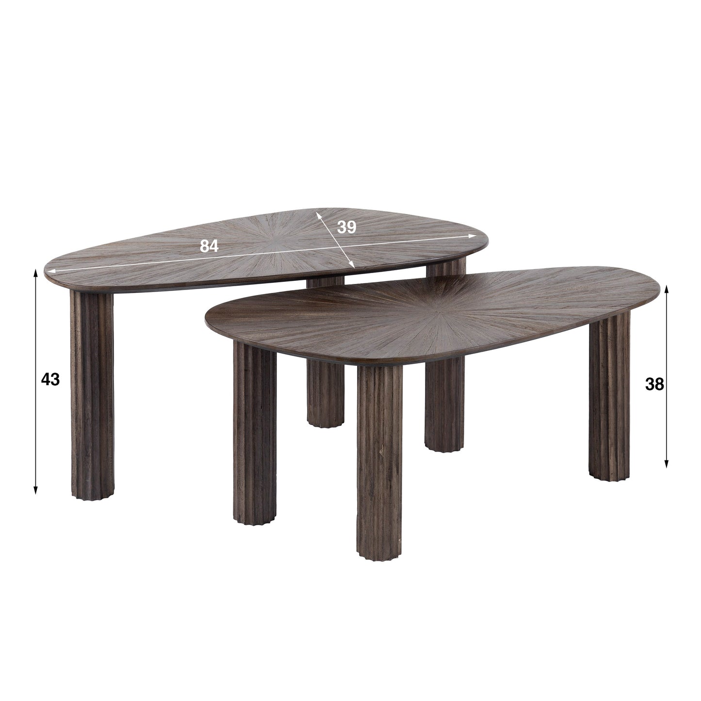 Couchtisch – organisch – 84×39×43 cm – Massiv Teak Espresso | Modell N0106