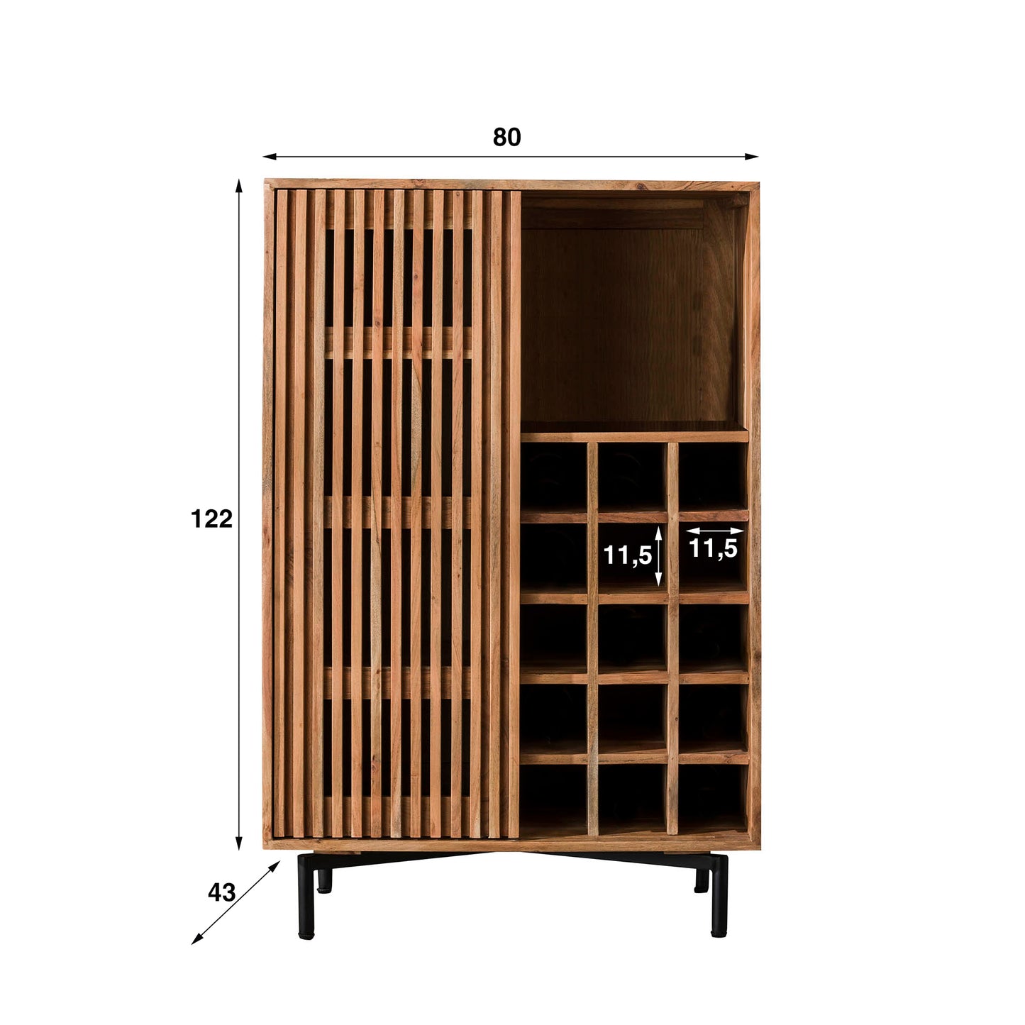 Wohnaccessoir – 80×43×122 cm – Massiv Akazie | Modell N0124