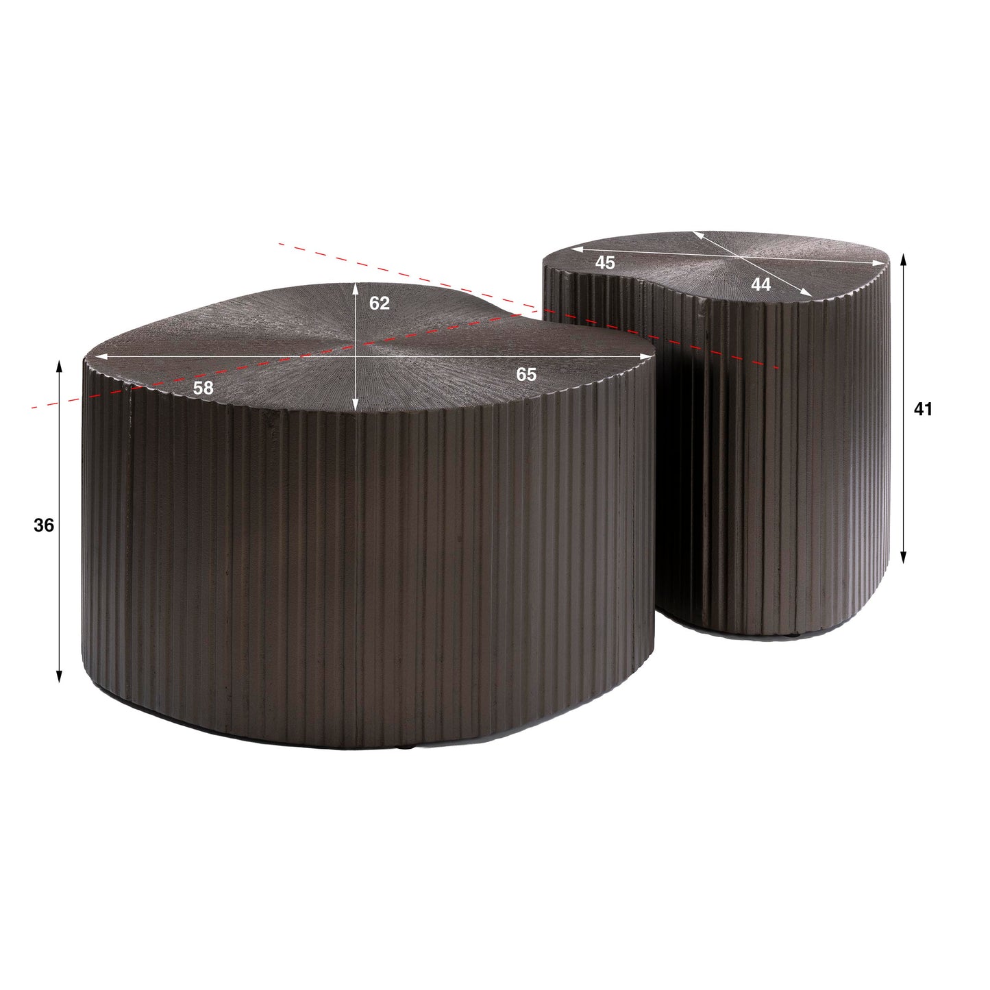 Couchtisch – nierenförmig – 65×62×36 cm – Bronzefarbenes Liquid Metal | Modell N0125