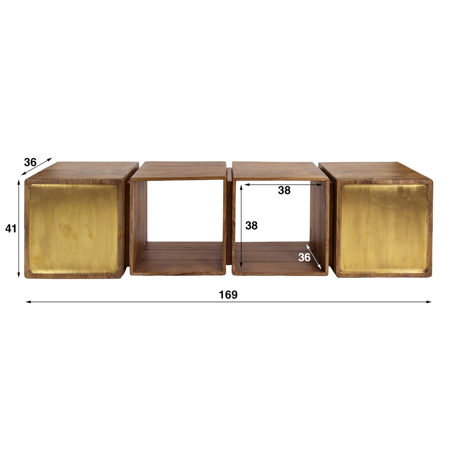 Hängeschrank – 169×36×41 cm – Massiv Mango sand | Modell N0127