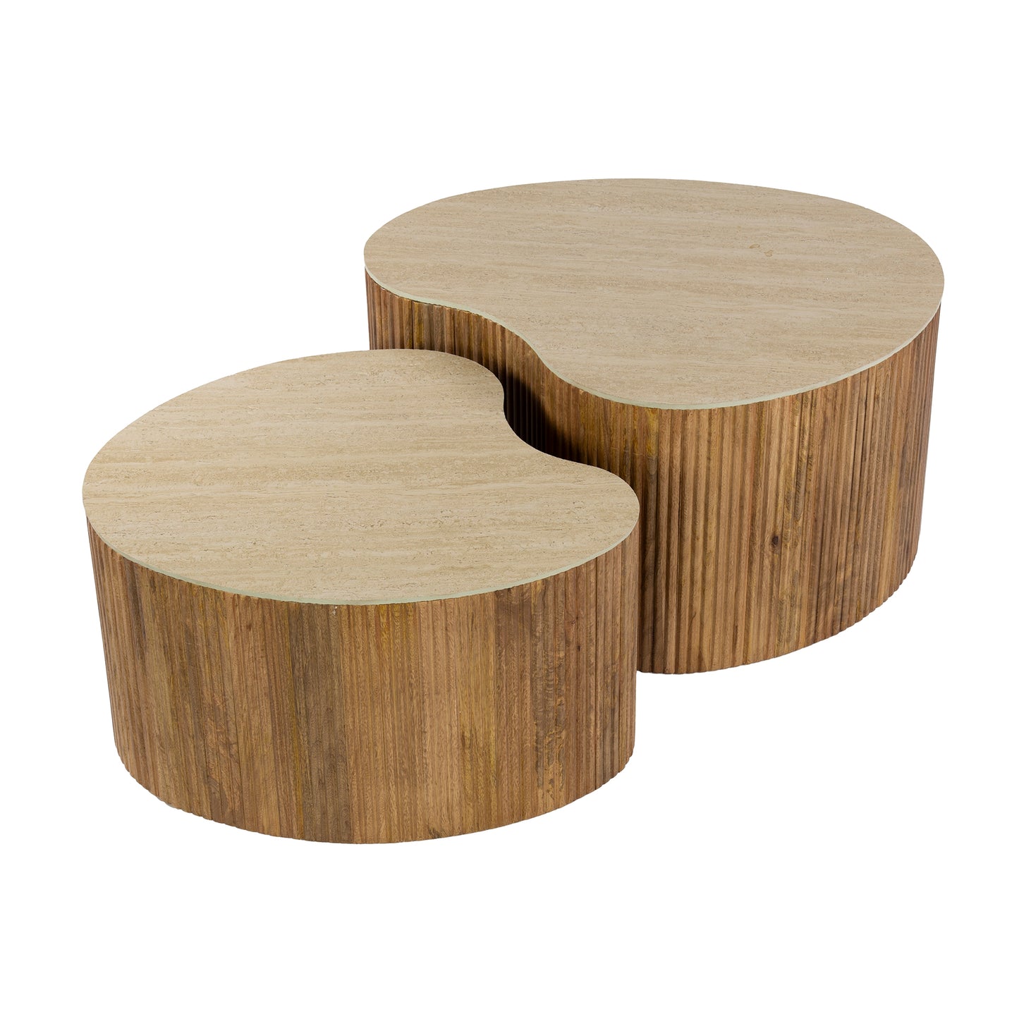 Couchtisch – nierenförmig – 82×60×40 cm – Massiv Mango sand | Modell N0132