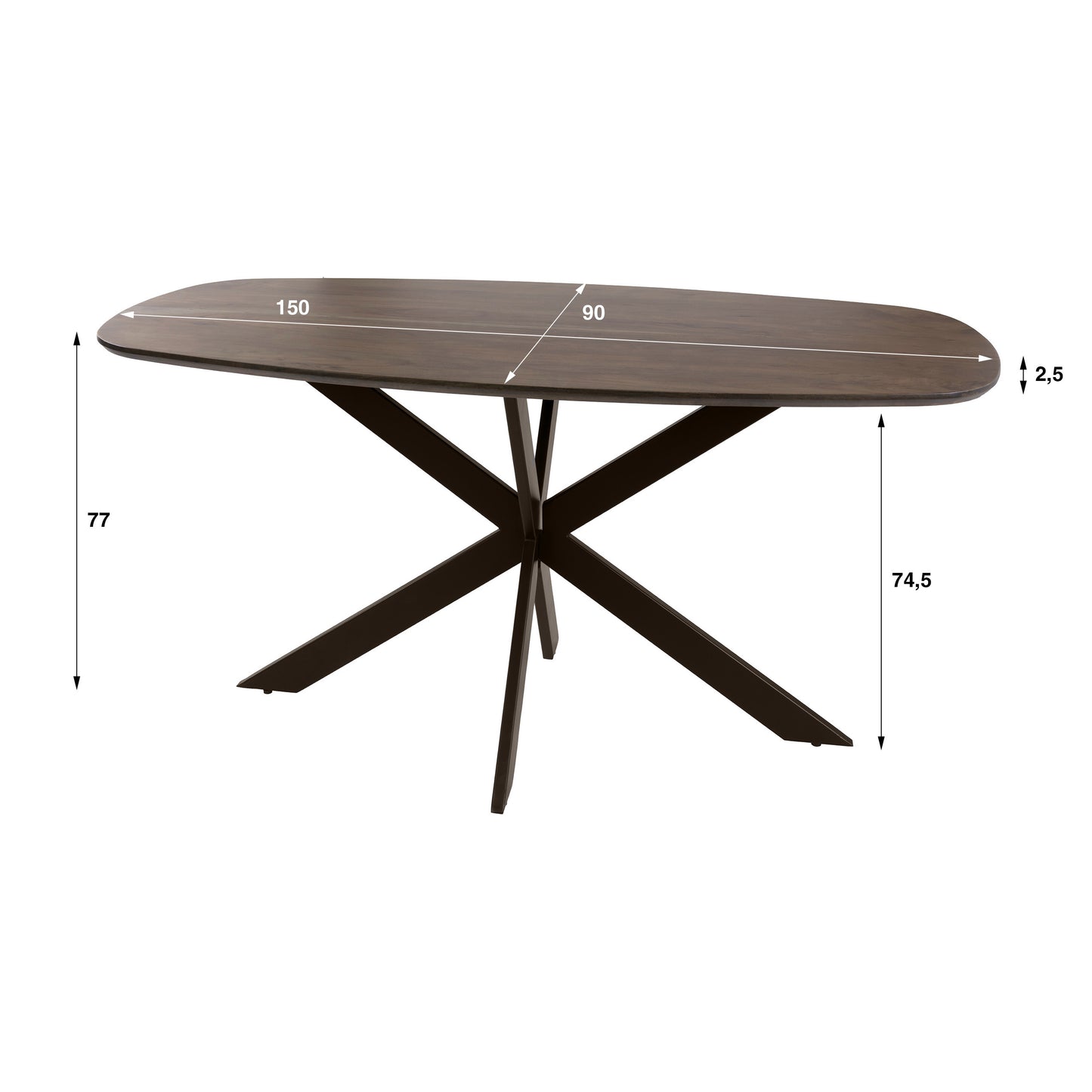 Esstisch – dänisch oval oval – 150×90×77 cm – Massiv Akazie | Modell N0135