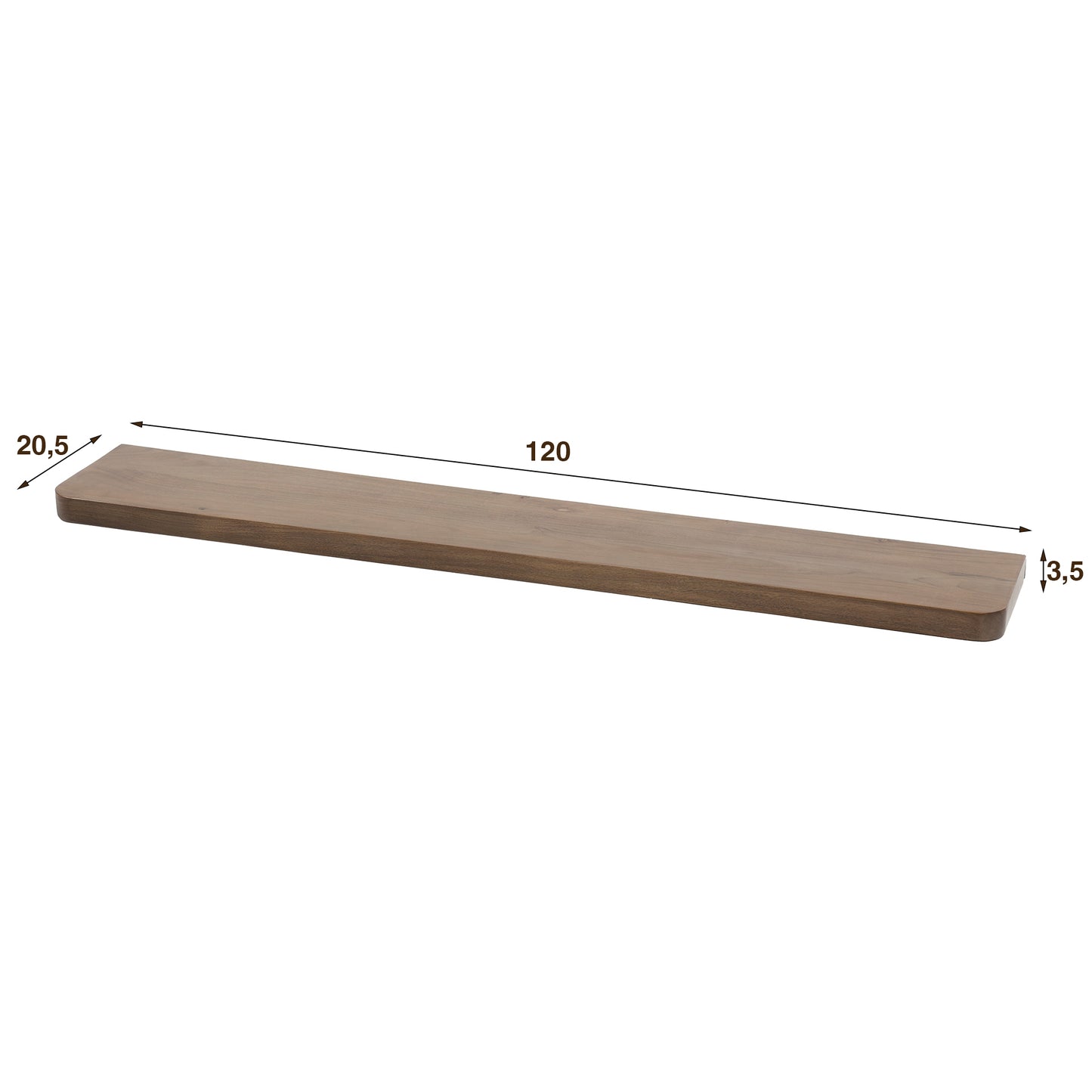 Wandregal – 120×20×4 cm – Massiv Akazie braun | Modell N0157