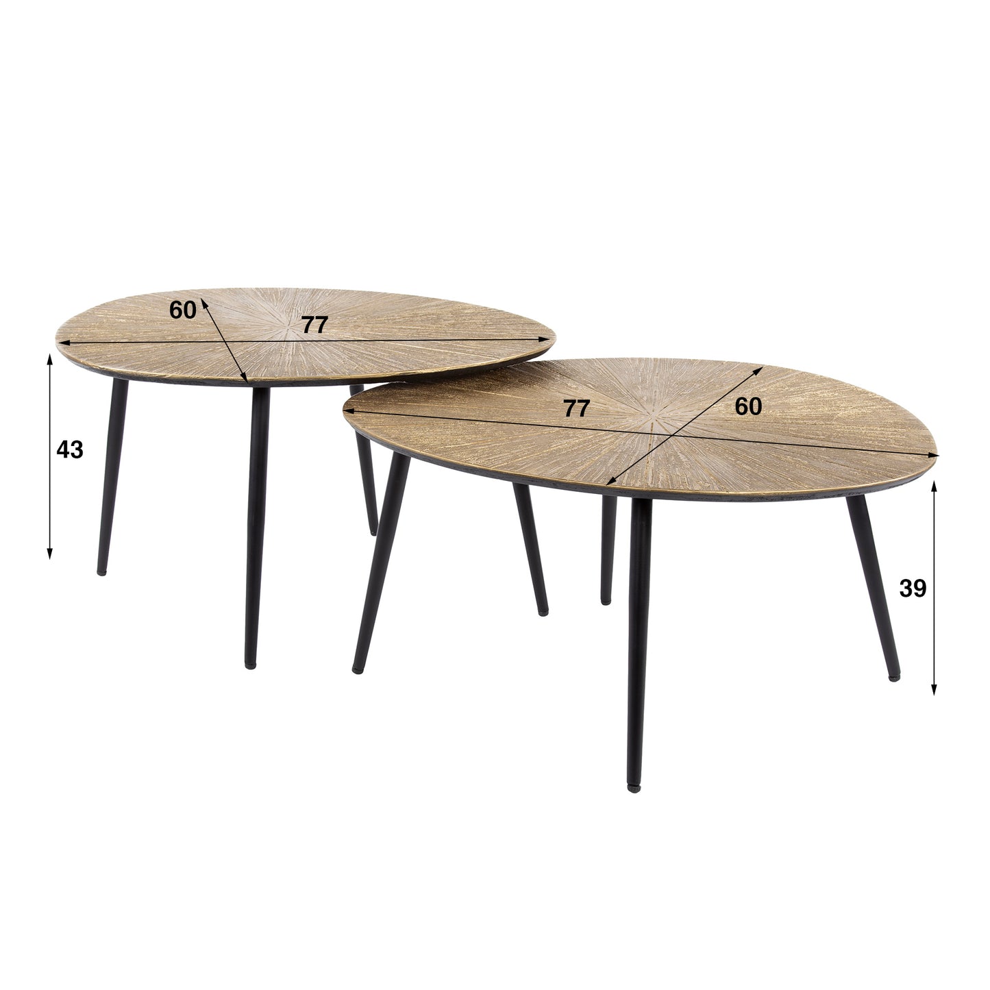 Couchtisch – organisch – 77×60×43 cm – Ray Antikgold | Modell N0194
