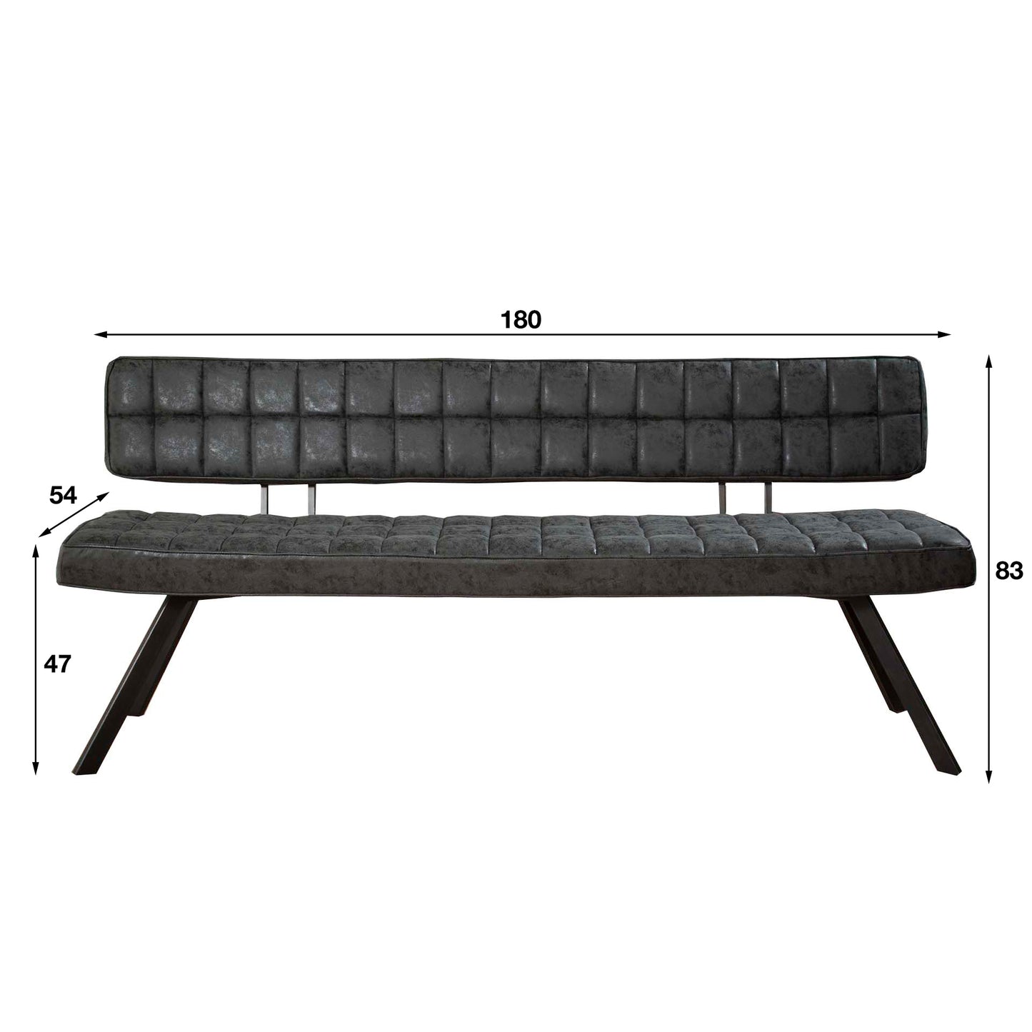 Esszimmerbank – 180×54×83 cm – Wax PU schwarz | Modell N0208