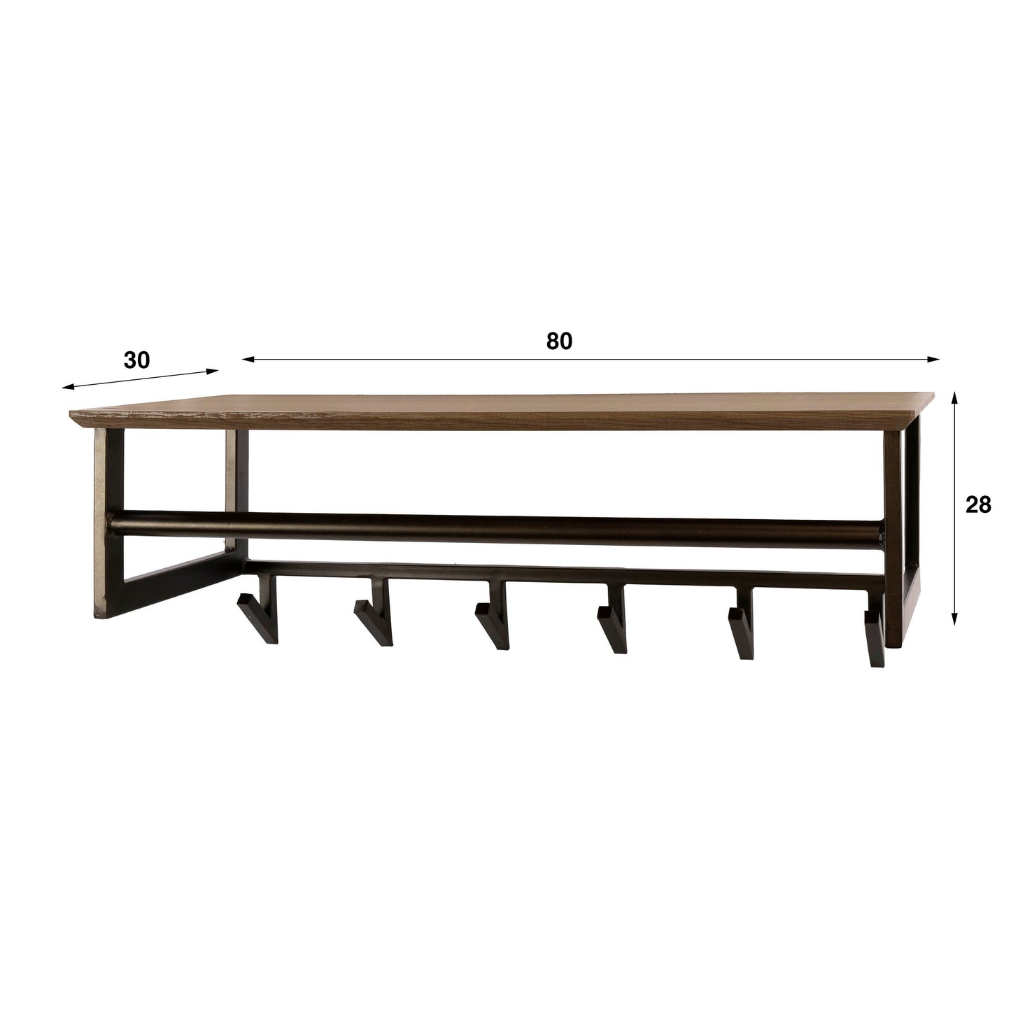 Garderobe – 6 haken – 80×30×28 cm – Drift brown | Modell N0231