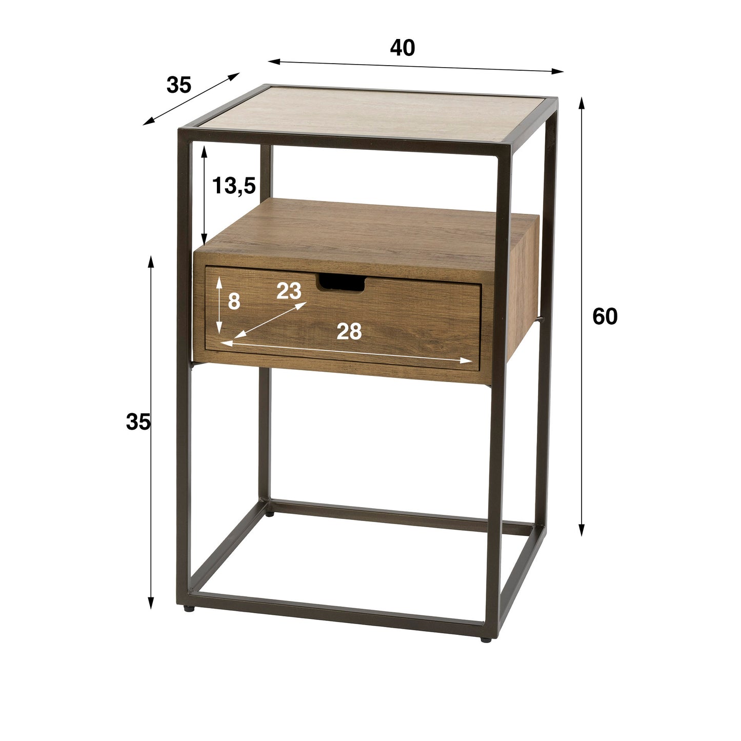 Nachttisch – 40×35×60 cm – Keramik travertin | Modell N0234