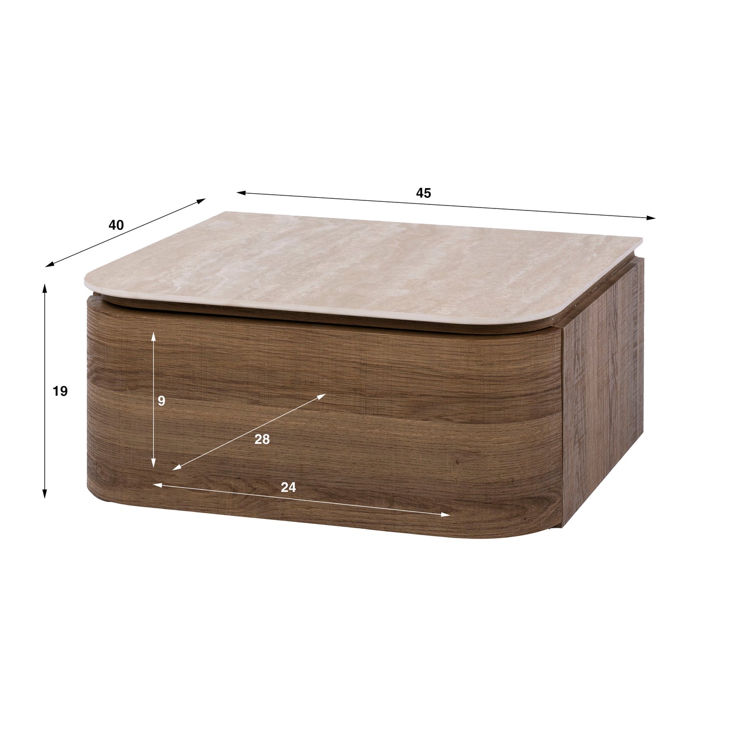 Nachttisch – 45×40×19 cm – 3D Keramik travertin | Modell N0235