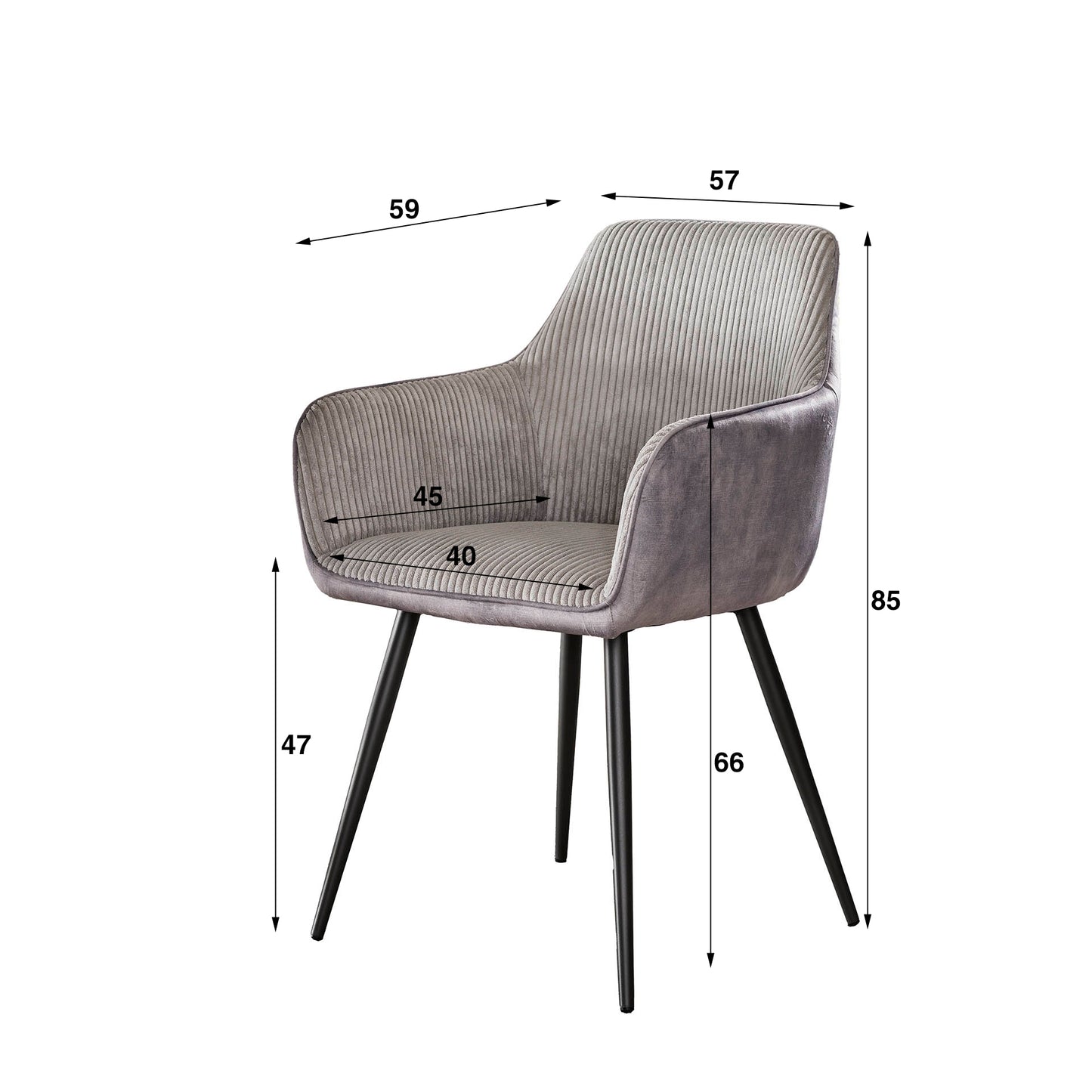Stuhl – 2-er pack – 57×59×85 cm – Rock sand | Modell N0245