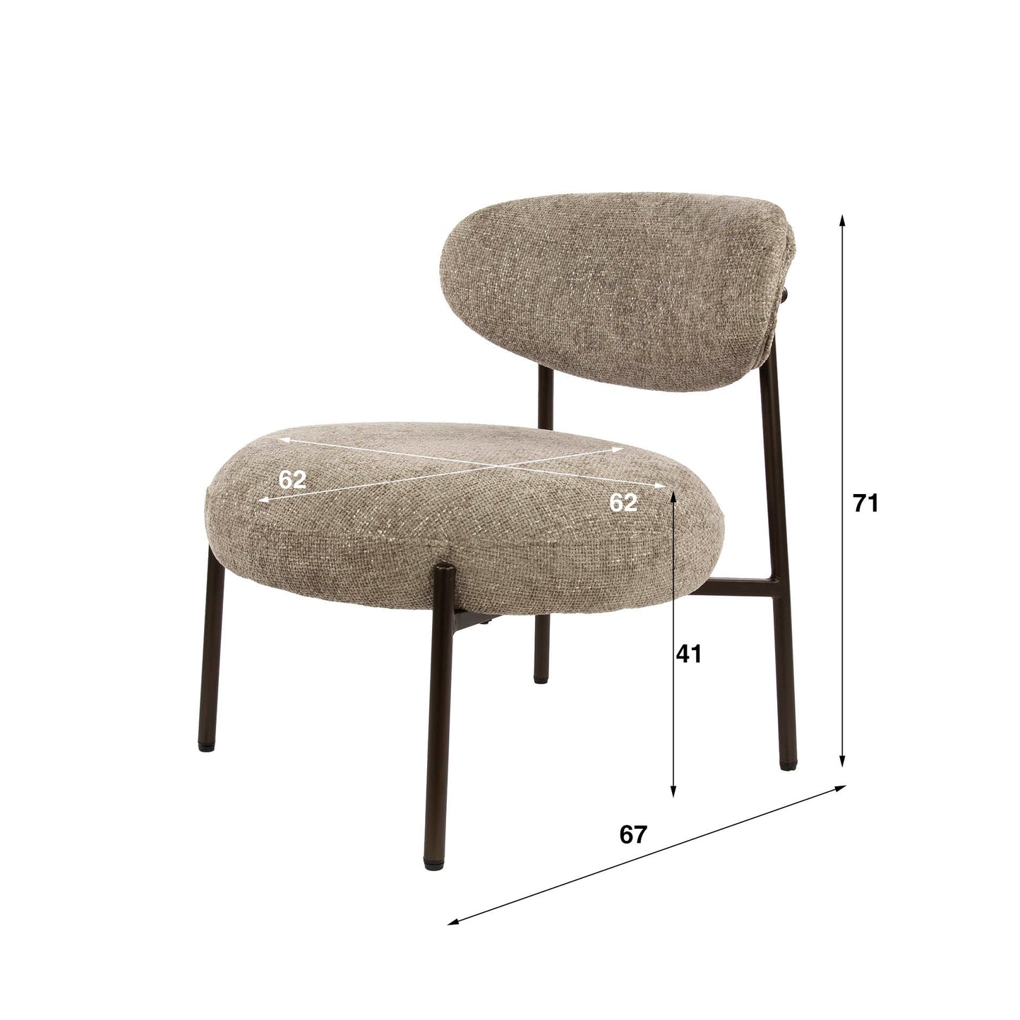 Sessel – 62×67×71 cm – Cargo braun | Modell N0247