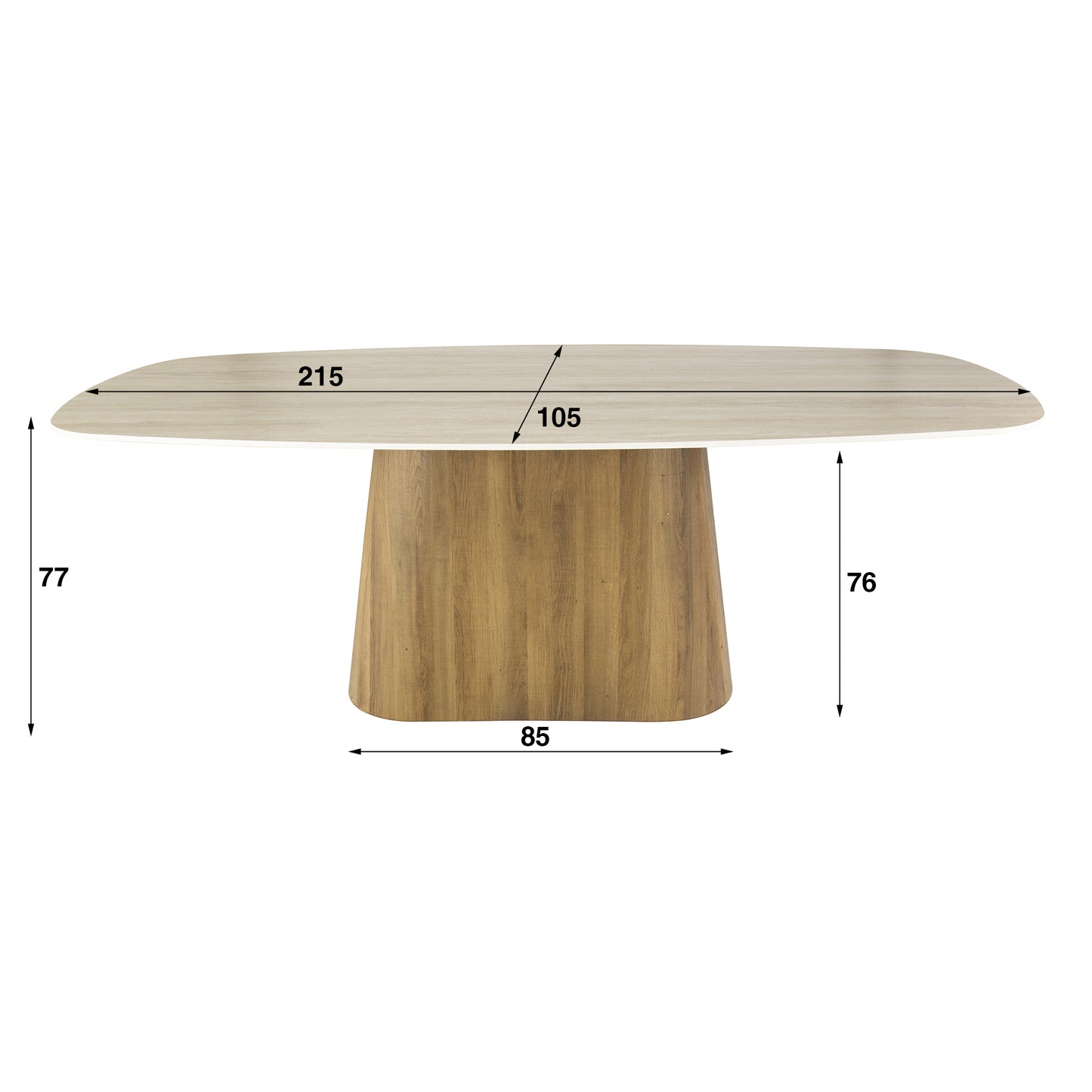 Esstisch – dänisch oval oval – 215×105×77 cm – 3D Keramik travertin | Modell N0265