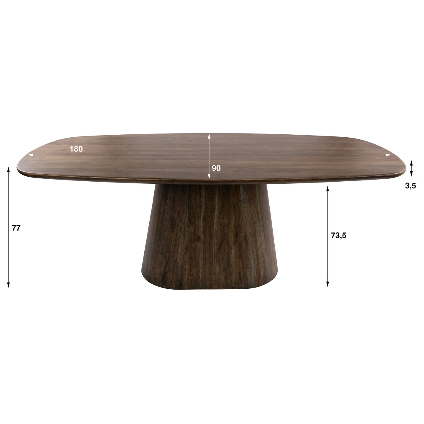 Esstisch – dänisch oval oval – 180×90×77 cm – Massiv Akazie braun | Modell N0302