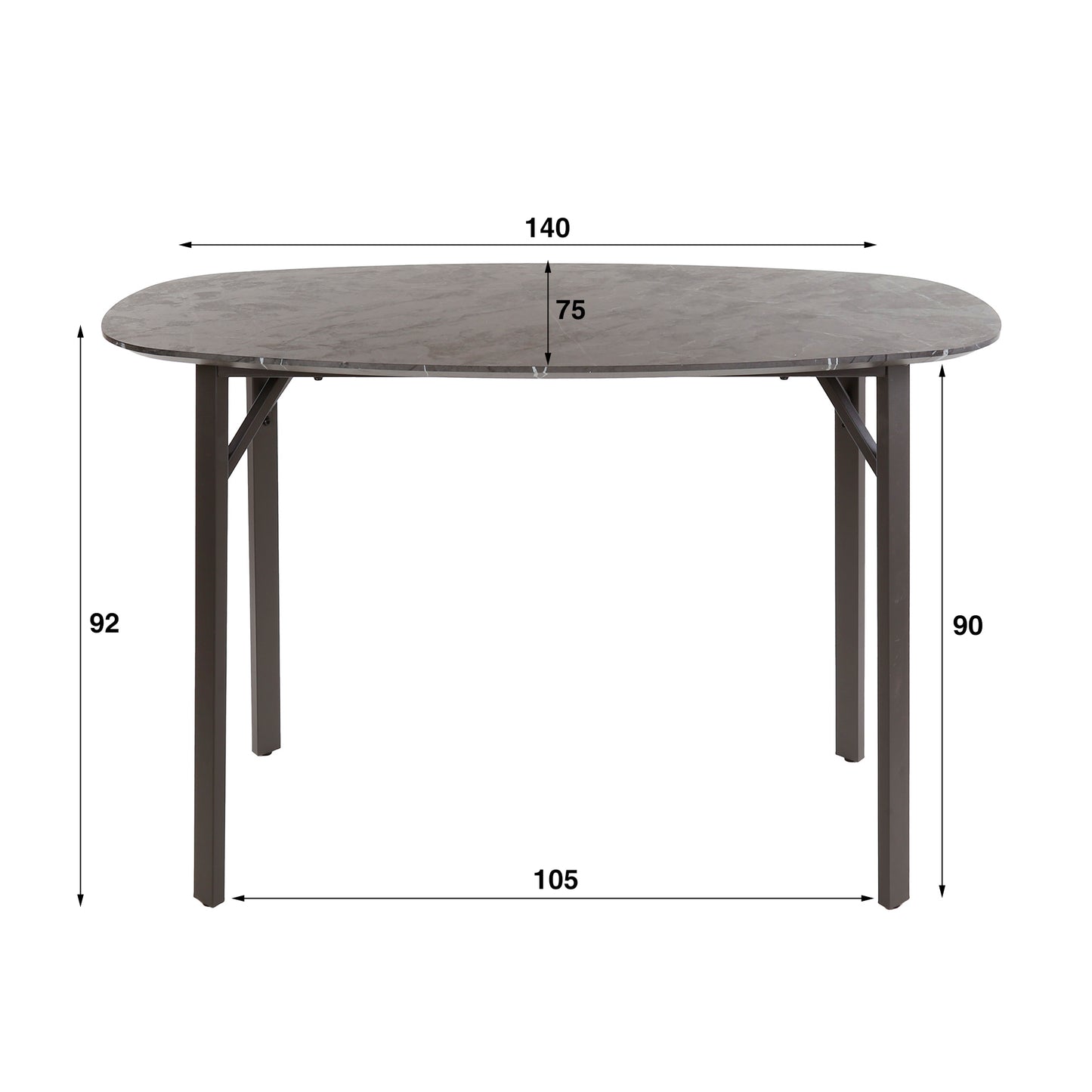 Bartisch – dänisch oval oval – 140×75×92 cm – 3D Melamin graphite | Modell N0317