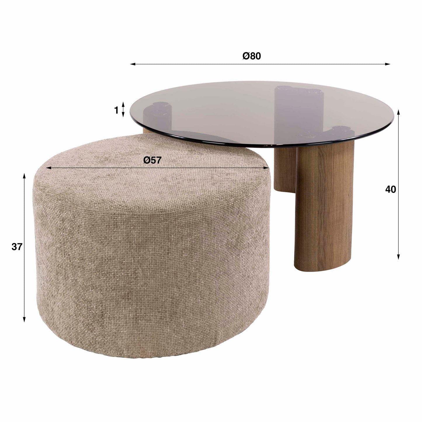 Couchtisch – 80×80×40 cm – Bronzefarbenes Glas | Modell N0336