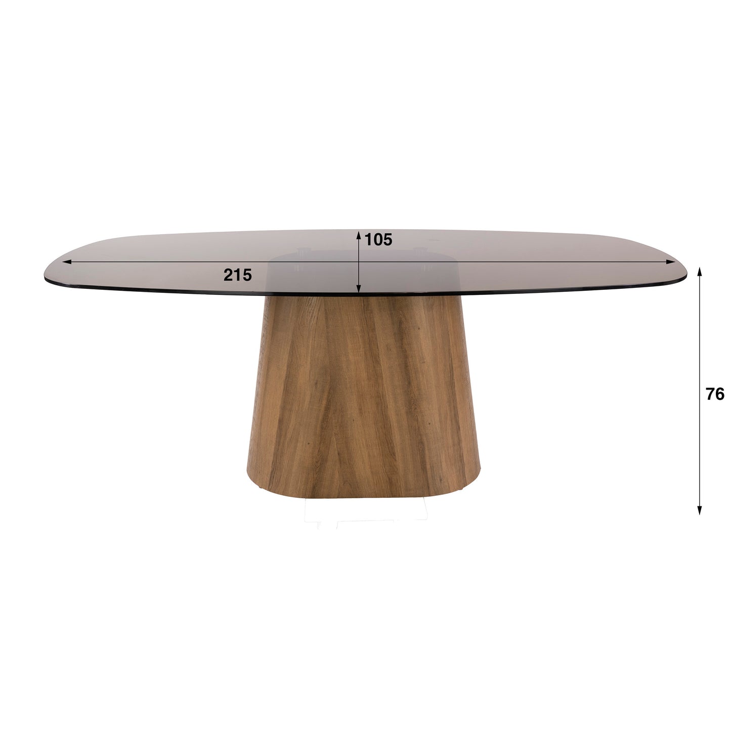 Esstisch – dänisch oval oval – 215×105×76 cm – Bronzefarbenes Glas | Modell N0338