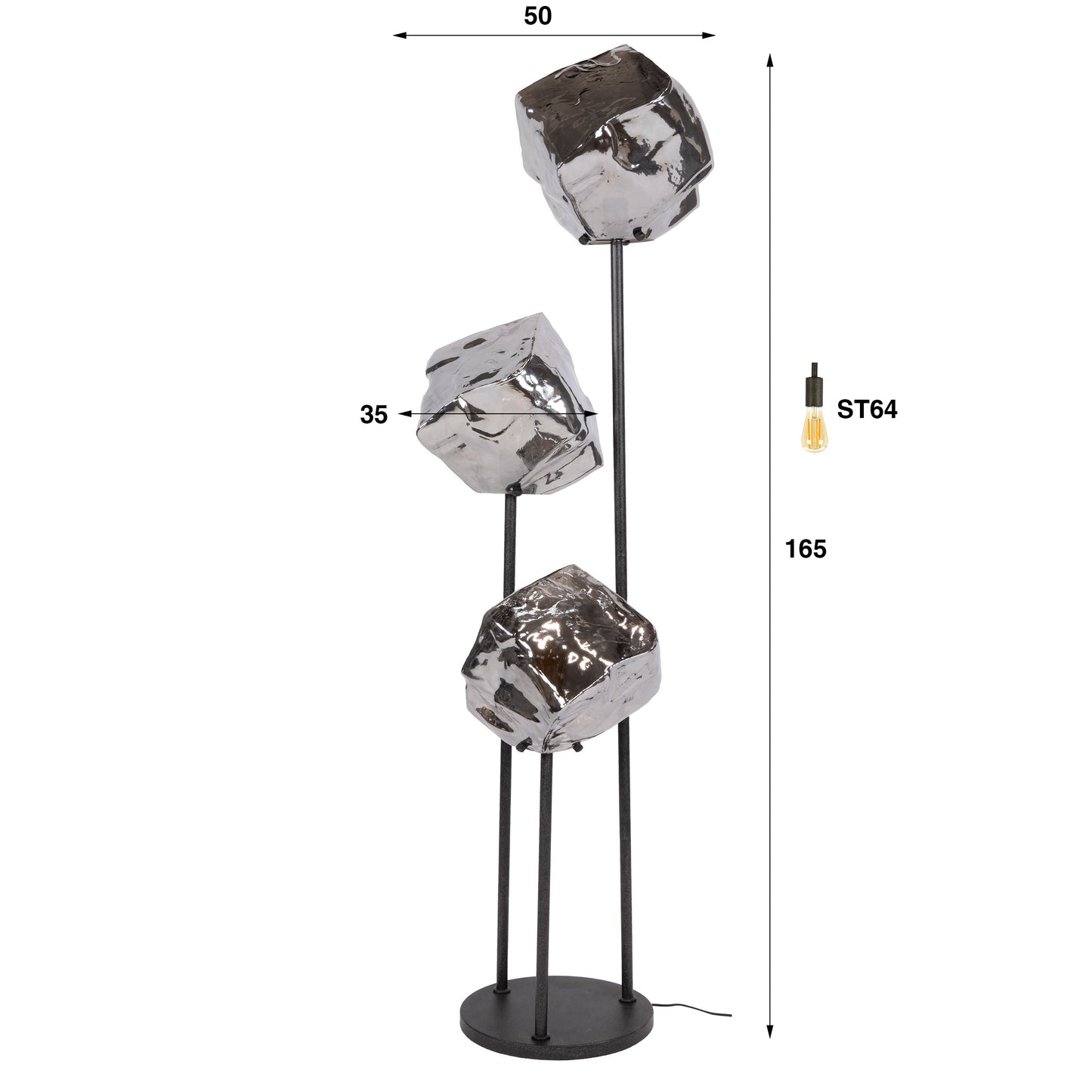 Stehleuchte – 50×50×165 cm – Chromglas | Modell N0398