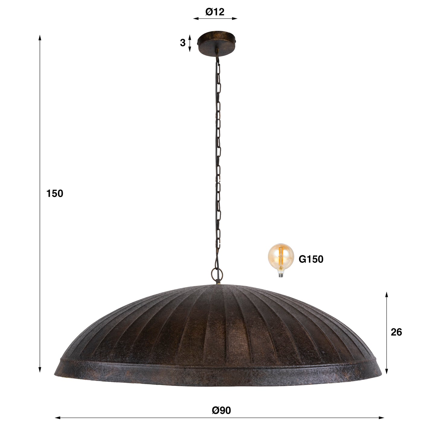 Pendelleuchte – 90×90×150 cm – Smoked brown | Modell N0409