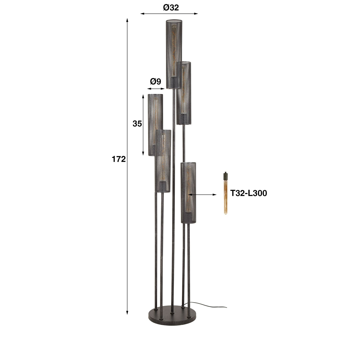 Stehleuchte – 32×32×172 cm – Artic schwarz | Modell N0410