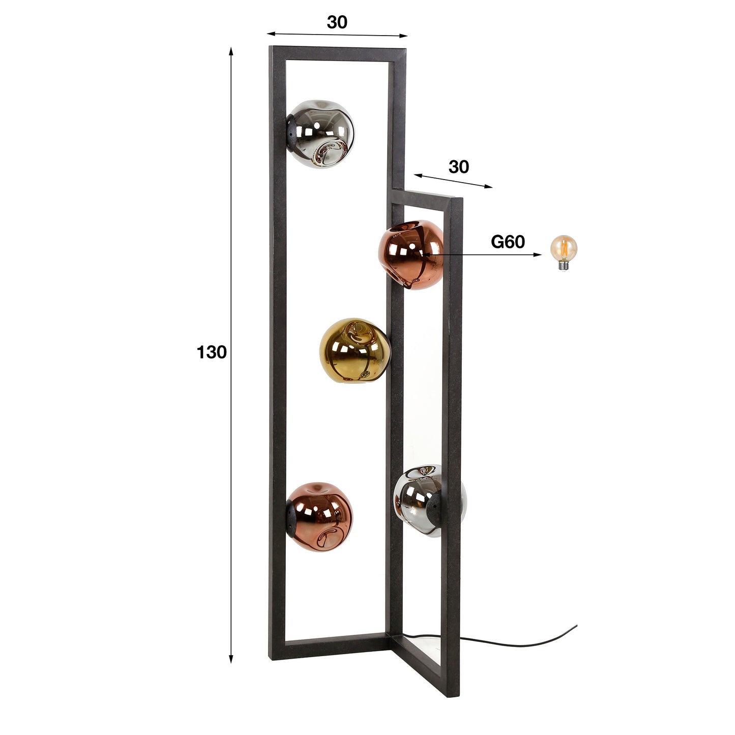 Stehleuchte – 30×30×130 cm – Artic schwarz | Modell N0420