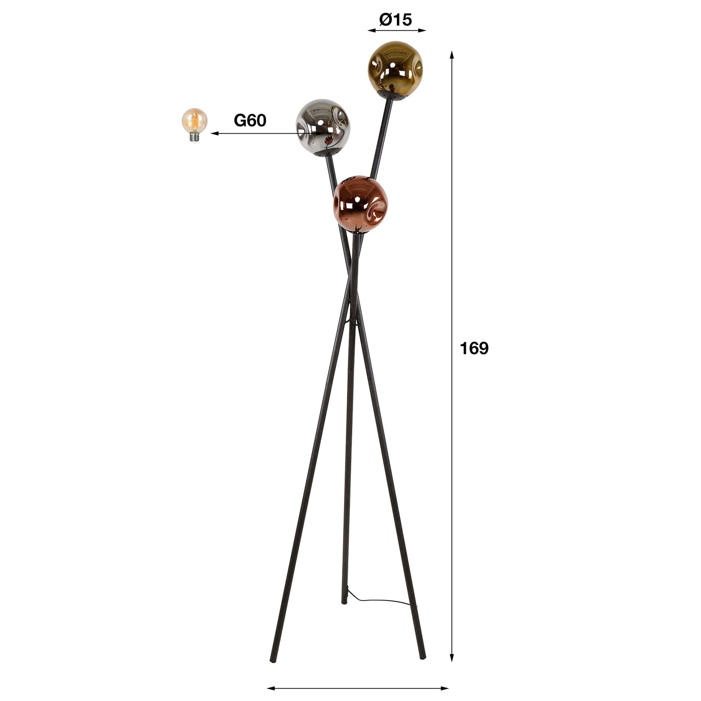 Stehleuchte – 45×45×169 cm – Artic schwarz | Modell N0453