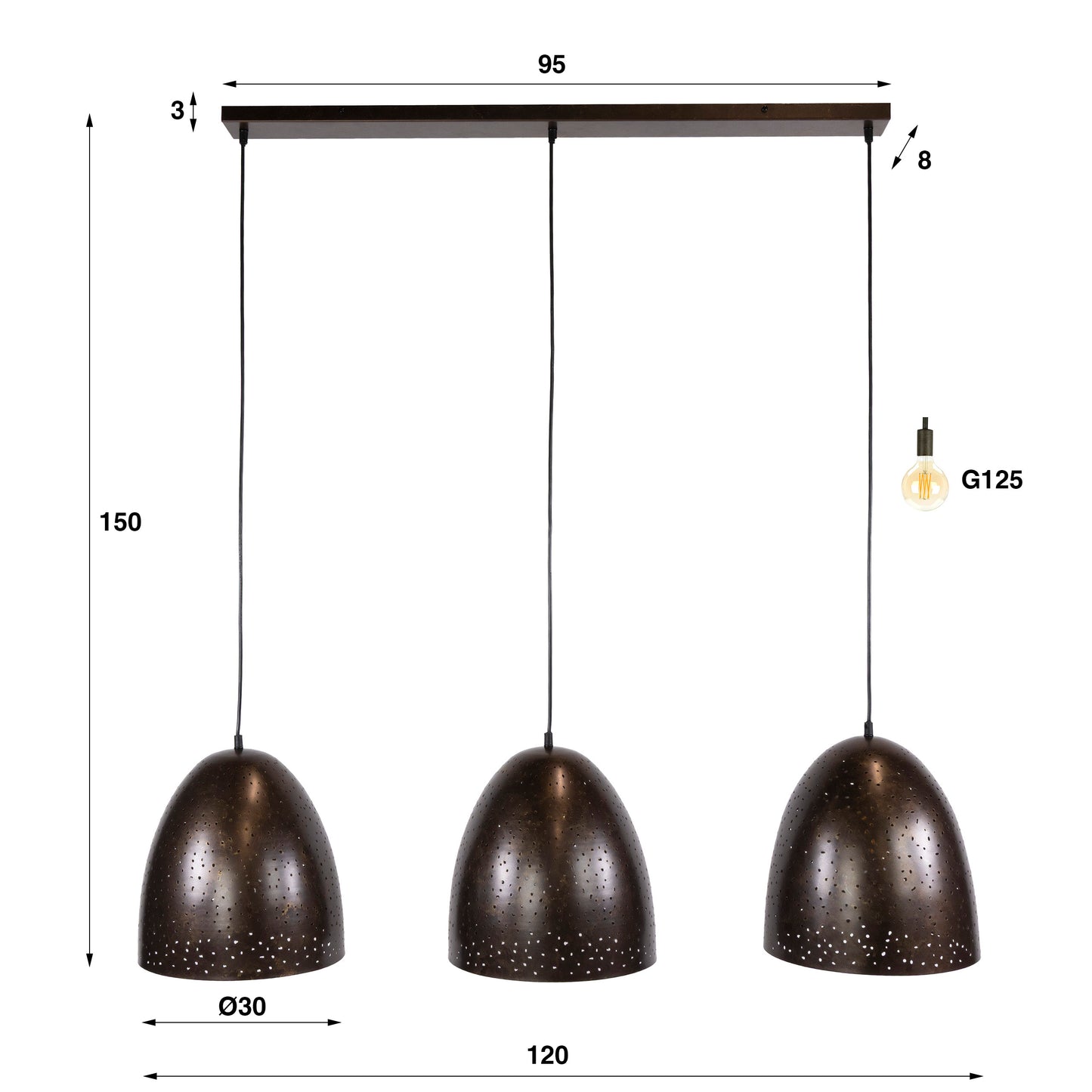 Pendelleuchte – 120×30×150 cm – Charcoal | Modell N0464