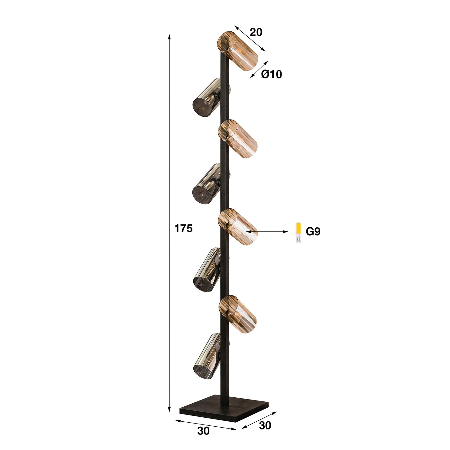 Stehleuchte – 30×30×175 cm – Artic schwarz | Modell N0481