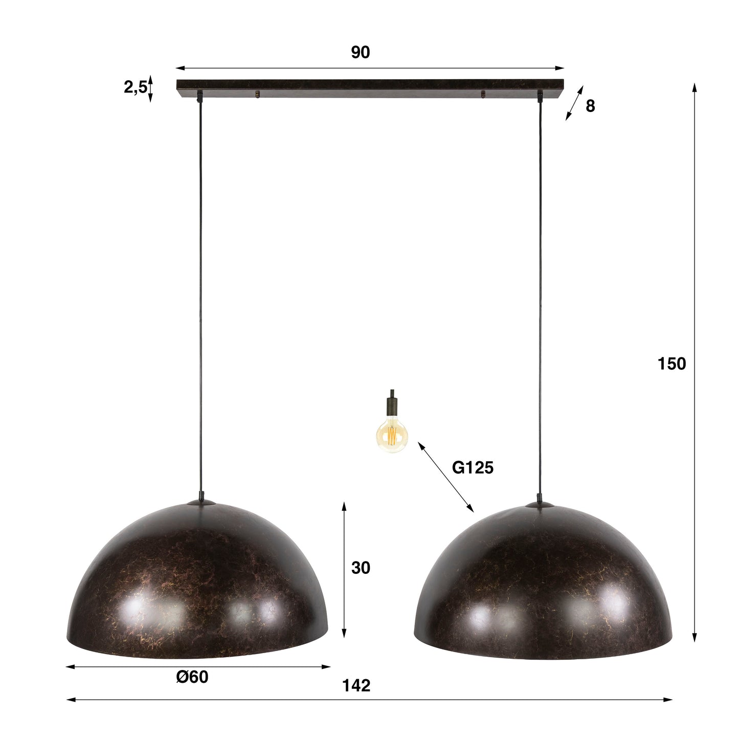 Pendelleuchte – 142×60×150 cm – Charcoal | Modell N0489