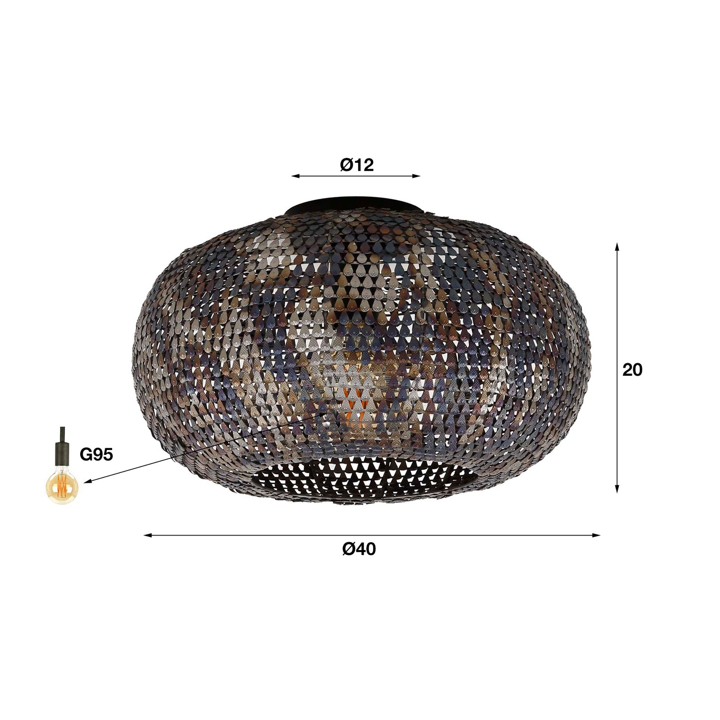Deckenleuchte – 40×40×20 cm – Schwarzbraun | Modell N0503