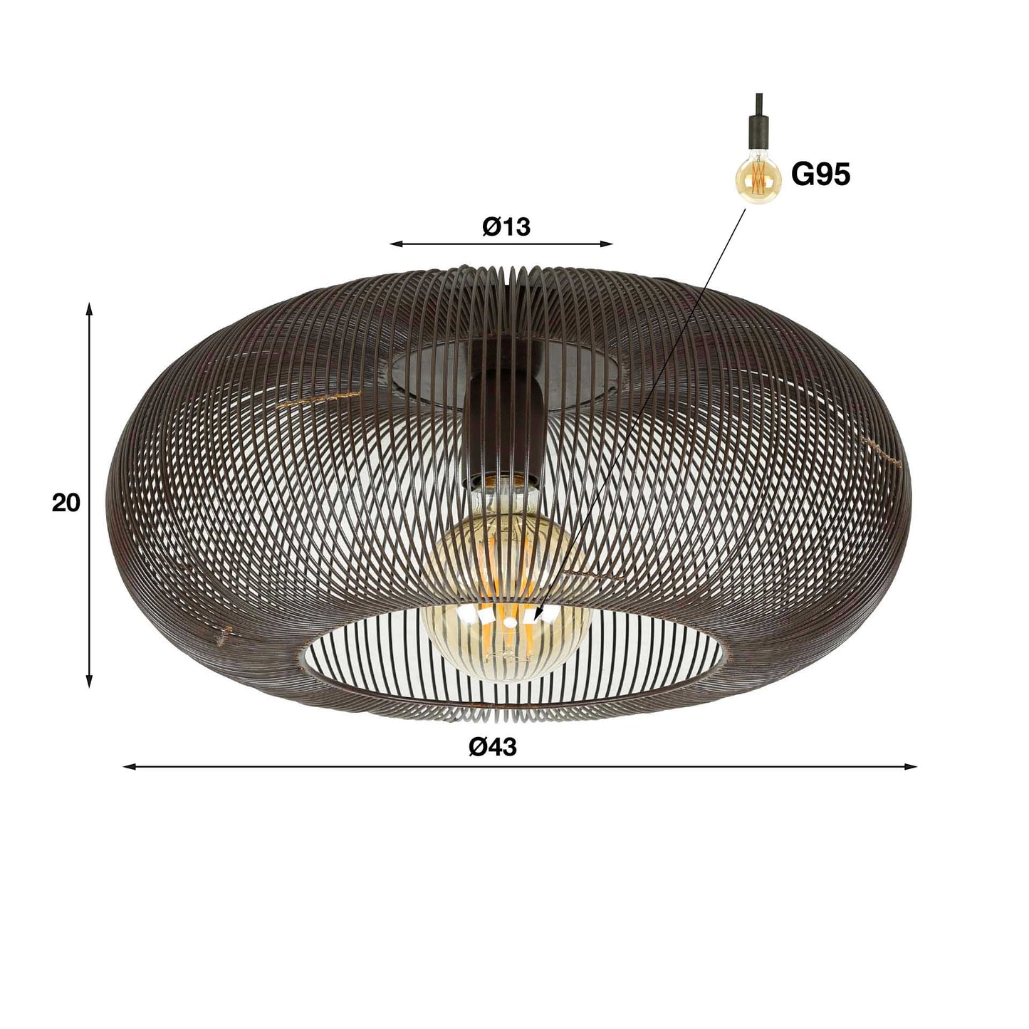 Deckenleuchte – 43×43×20 cm – Schwarznickel | Modell N0529