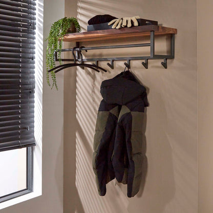 Garderobe – hutablage 6 haken – 100×30×27 cm – Massiv Saja | Modell N0001