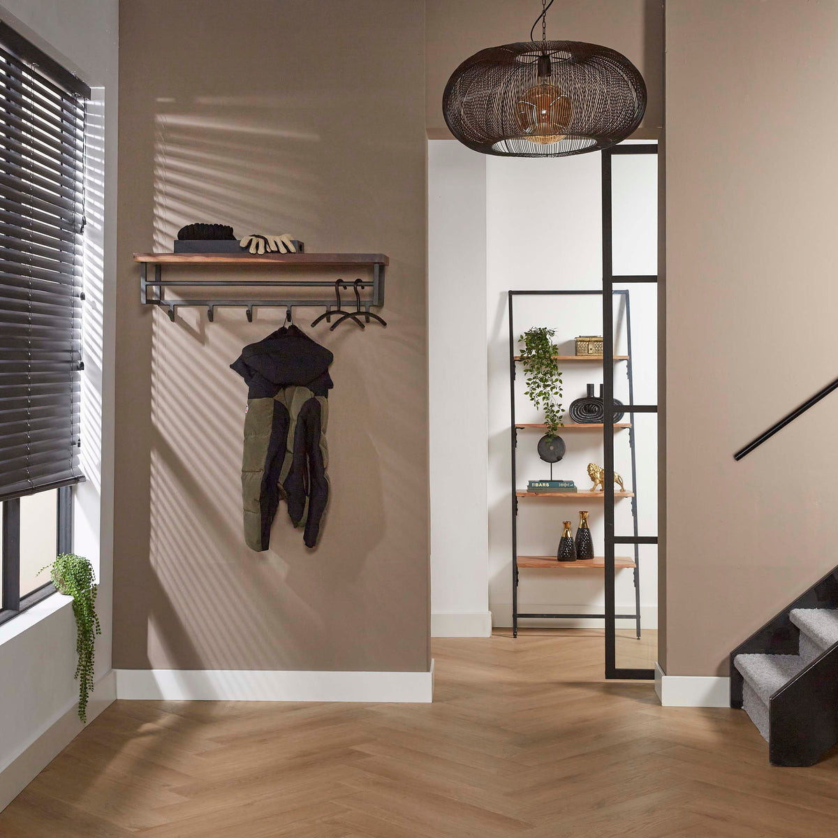 Garderobe – hutablage 6 haken – 100×30×27 cm – Massiv Saja | Modell N0001