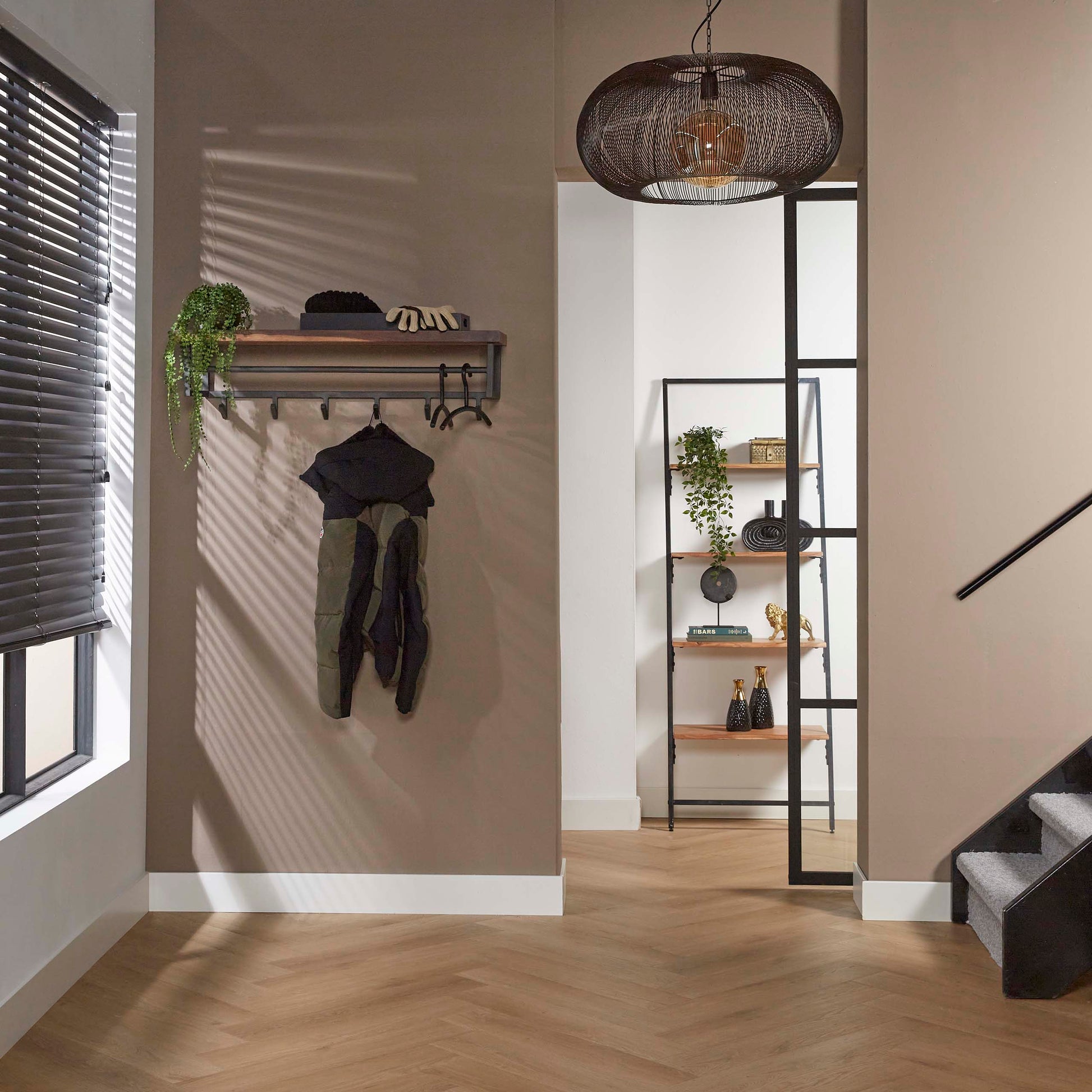 Garderobe – hutablage 6 haken – 100×30×27 cm – Massiv Saja | Modell N0001