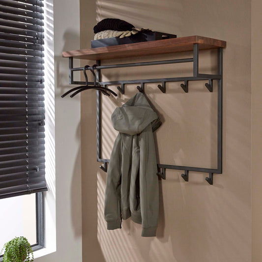 Garderobe – hutablage 12 haken – 100×30×80 cm – Massiv Saja | Modell N0002