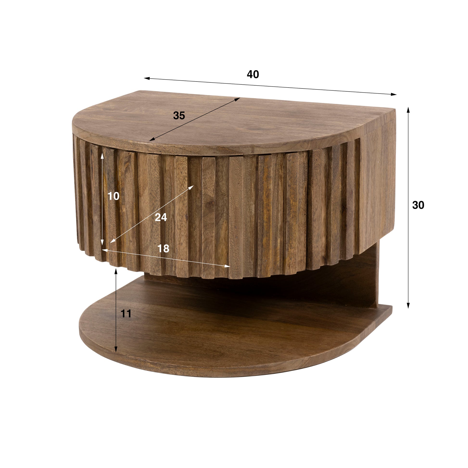 Nachttisch – 40×35×30 cm – Massiv Mango sand | Modell N0004
