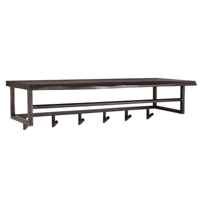 Garderobe – hutablage 6 haken – 100×32×26 cm – Massive Akazie schwarz | Modell N0005