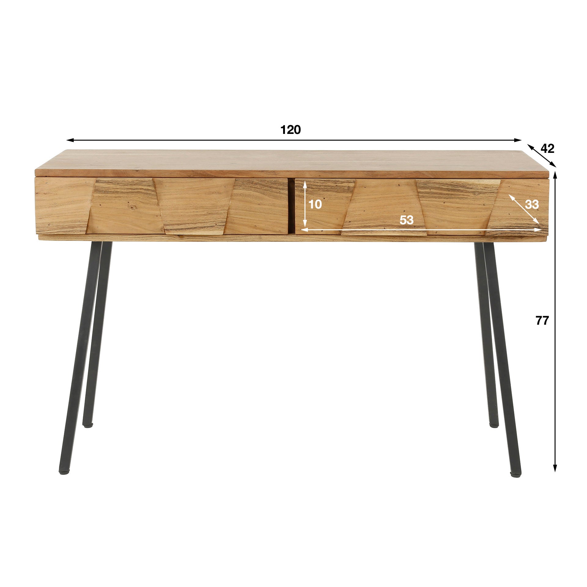 Schminktisch – 120×42×77 cm – Massiv Akazie | Modell N0010