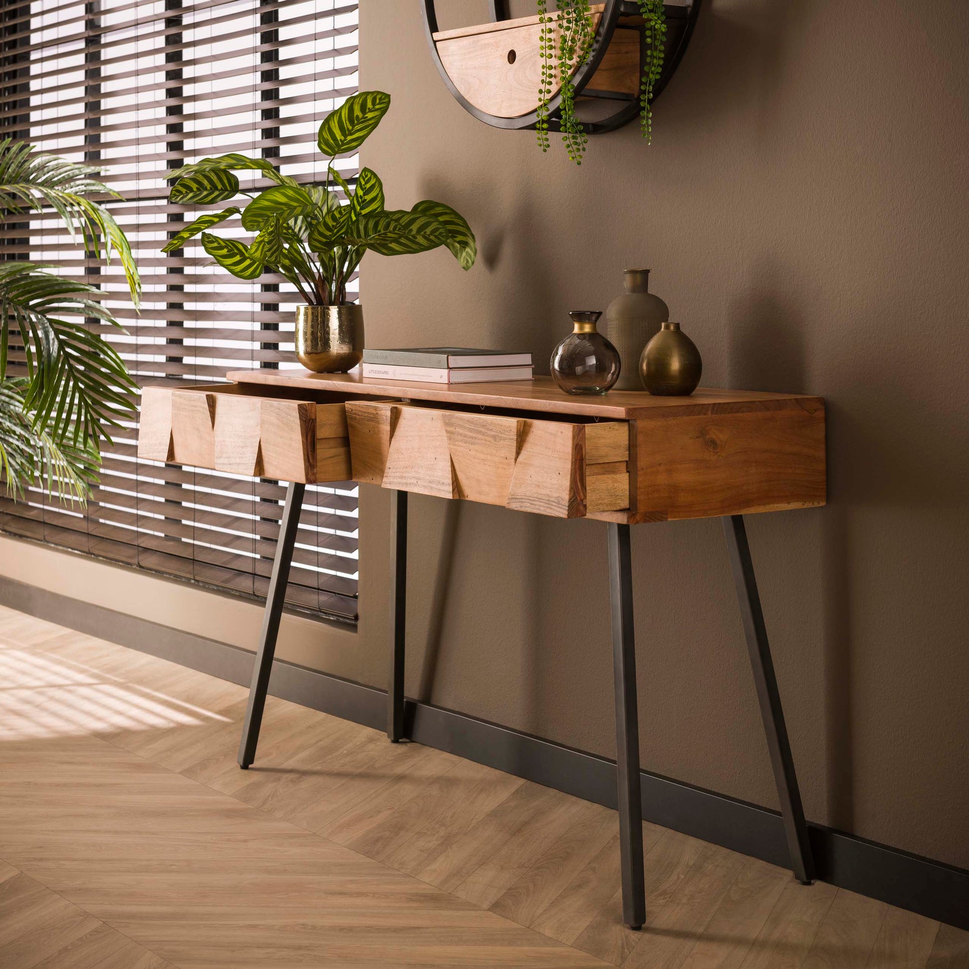 Schminktisch – 120×42×77 cm – Massiv Akazie | Modell N0010