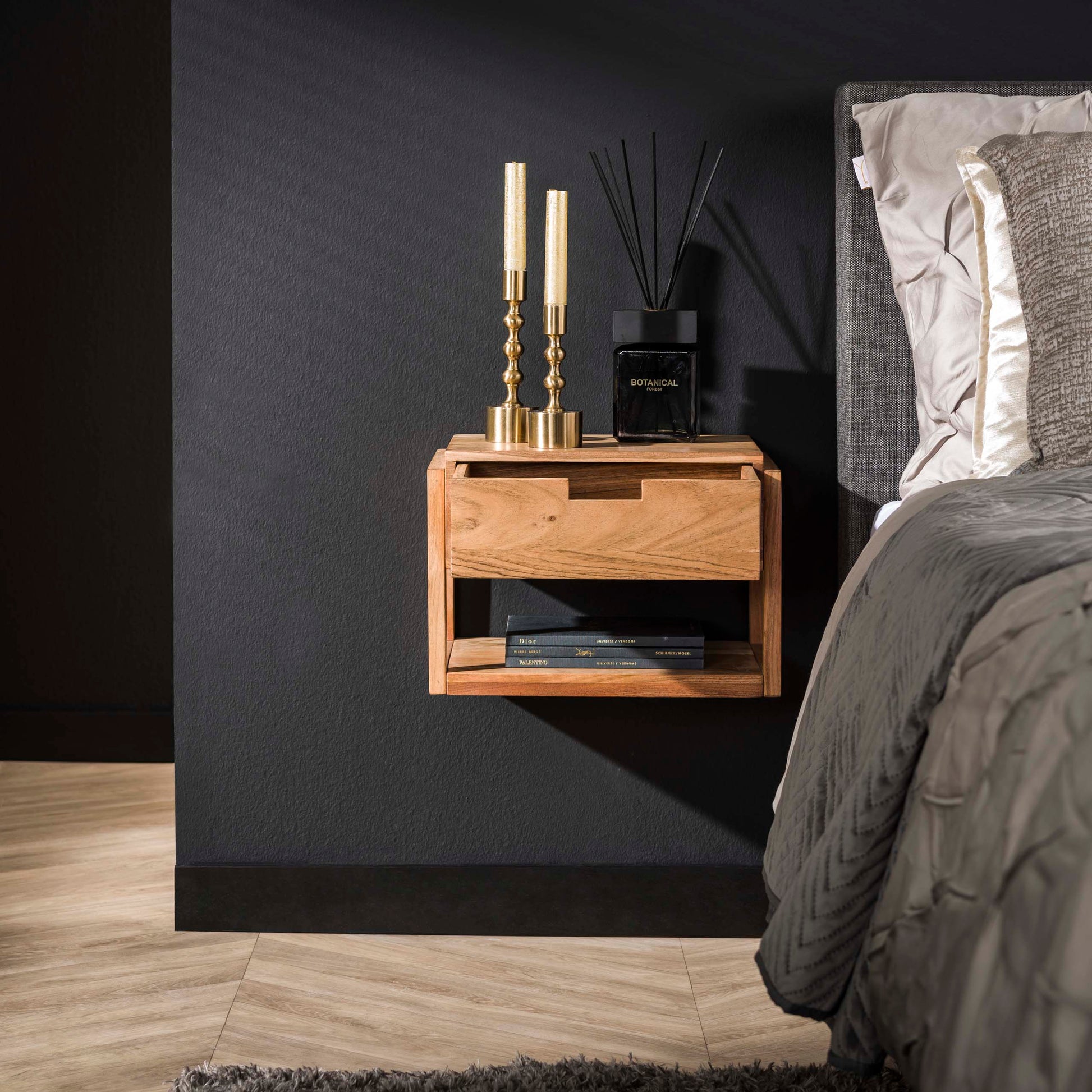 Nachttisch – 39×25×27 cm – Massiv Akazie | Modell N0011
