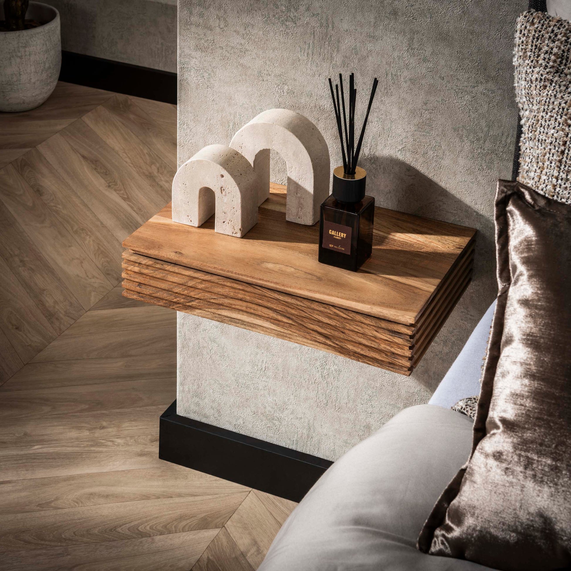 Nachttisch – 40×25×8 cm – Massiv Akazie | Modell N0016