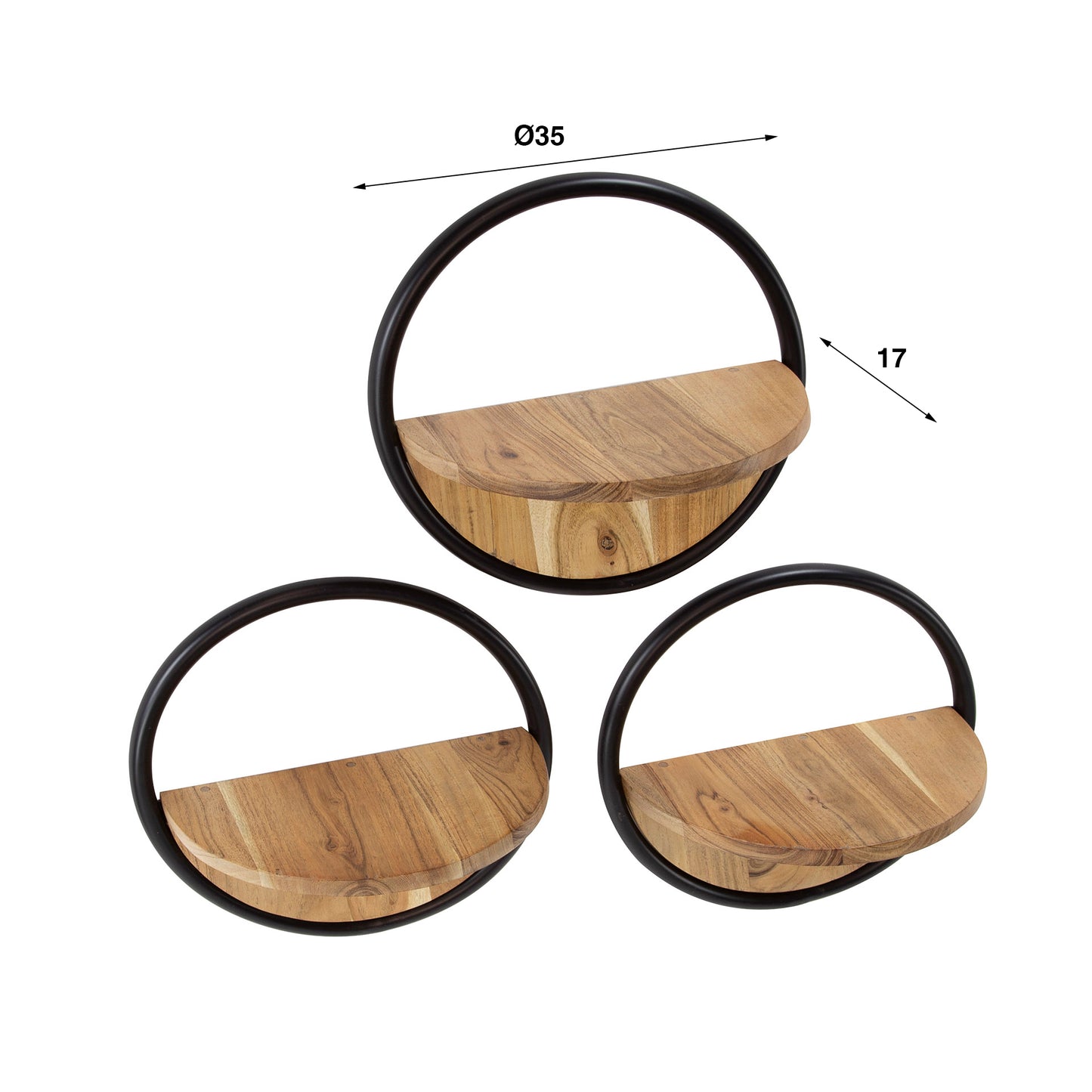 Wandregal – 35×17×35 cm – Massiv Akazie | Modell N0028